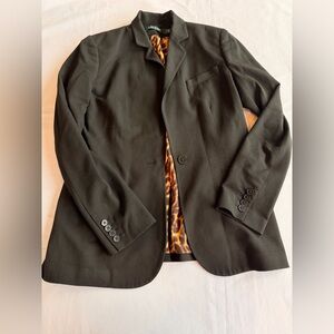 Lauren Ralph Lauren Black Blazer with Leopard  Print Lining Size 6